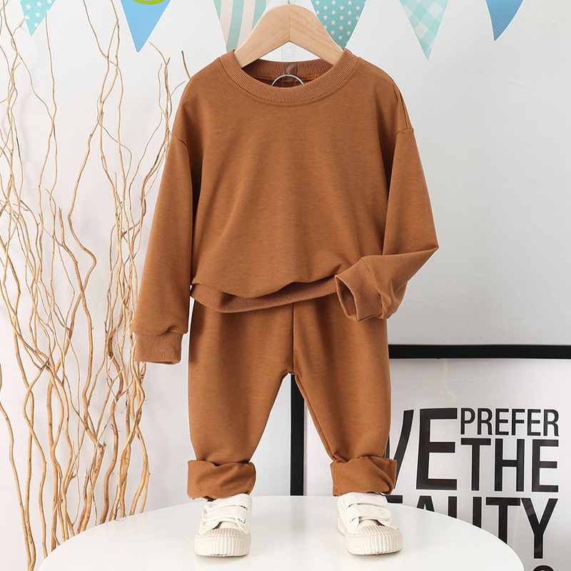 Solid Color Children's Korean Version Boy Suit 2022 Children's Clothing New Autumn Children's Sweater Two-piece Fashion Suit