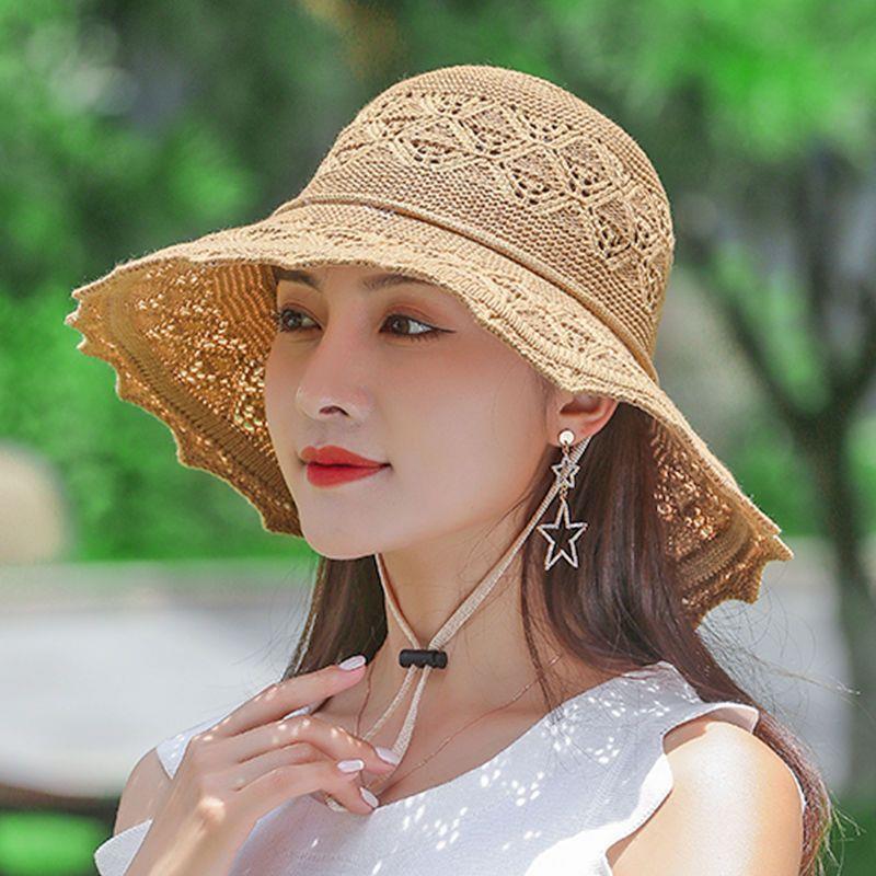 Ladies Summer Straw Hat, Waterproof and Foldable, Korean Style, Wide Brim Sun Hat for Vacation, Versatile and Stylish