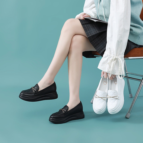  Spring New Inner Increased Loafers Women's Genuine Leather Mary Jane Women's Shoes Small Leather Shoes Nurse Shoes YH812