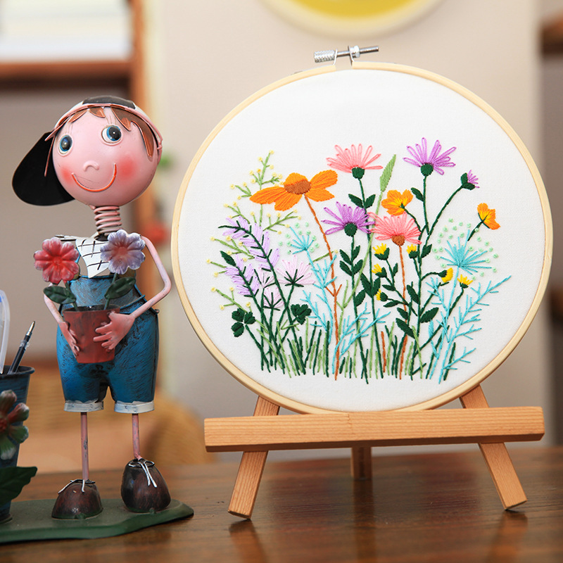 Hecho a mano de los niños DIY pintura bordado material paquete decoración Lu bordado su bordado europeo hojas Cruz puntada Kit