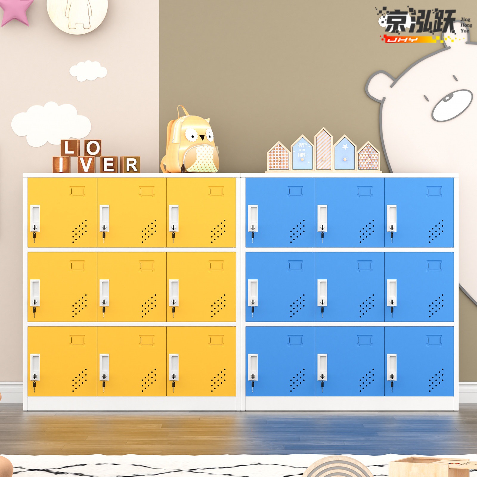 Student School Bag Cabinet Classroom Locker Colorful Iron Locker Storage Small Cabinet Kindergarten Locker with Lock