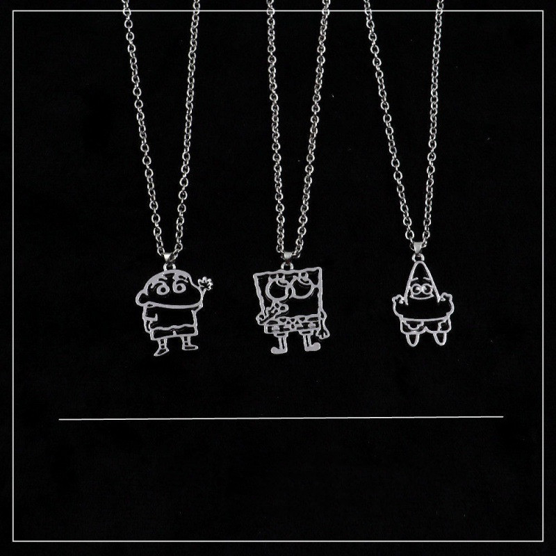 Nueva Aleación de dibujos animados Crayon pequeño nuevo bebé esponja collar dibujos animados hip hop colgante mujer estudiante suéter cadena