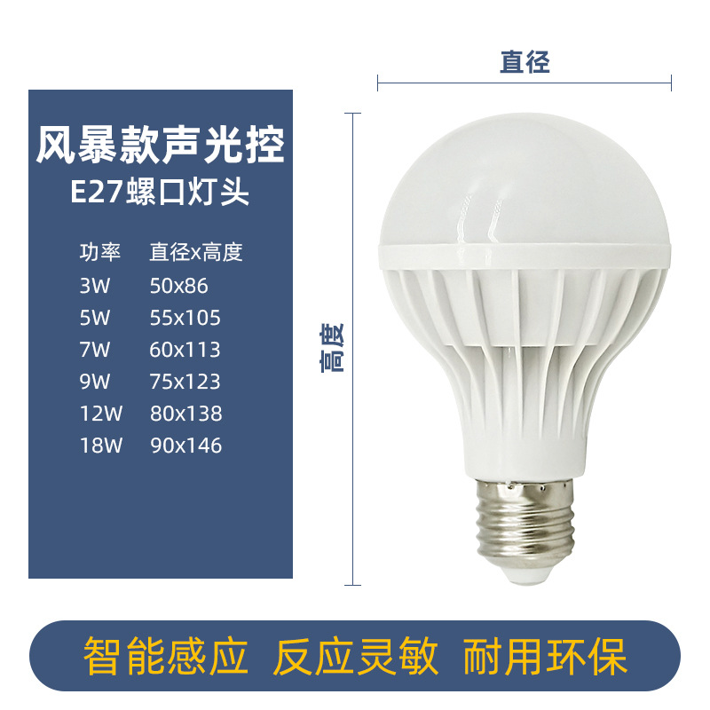 폭풍 소리와 가벼운 control-E27 나사 베어 램프