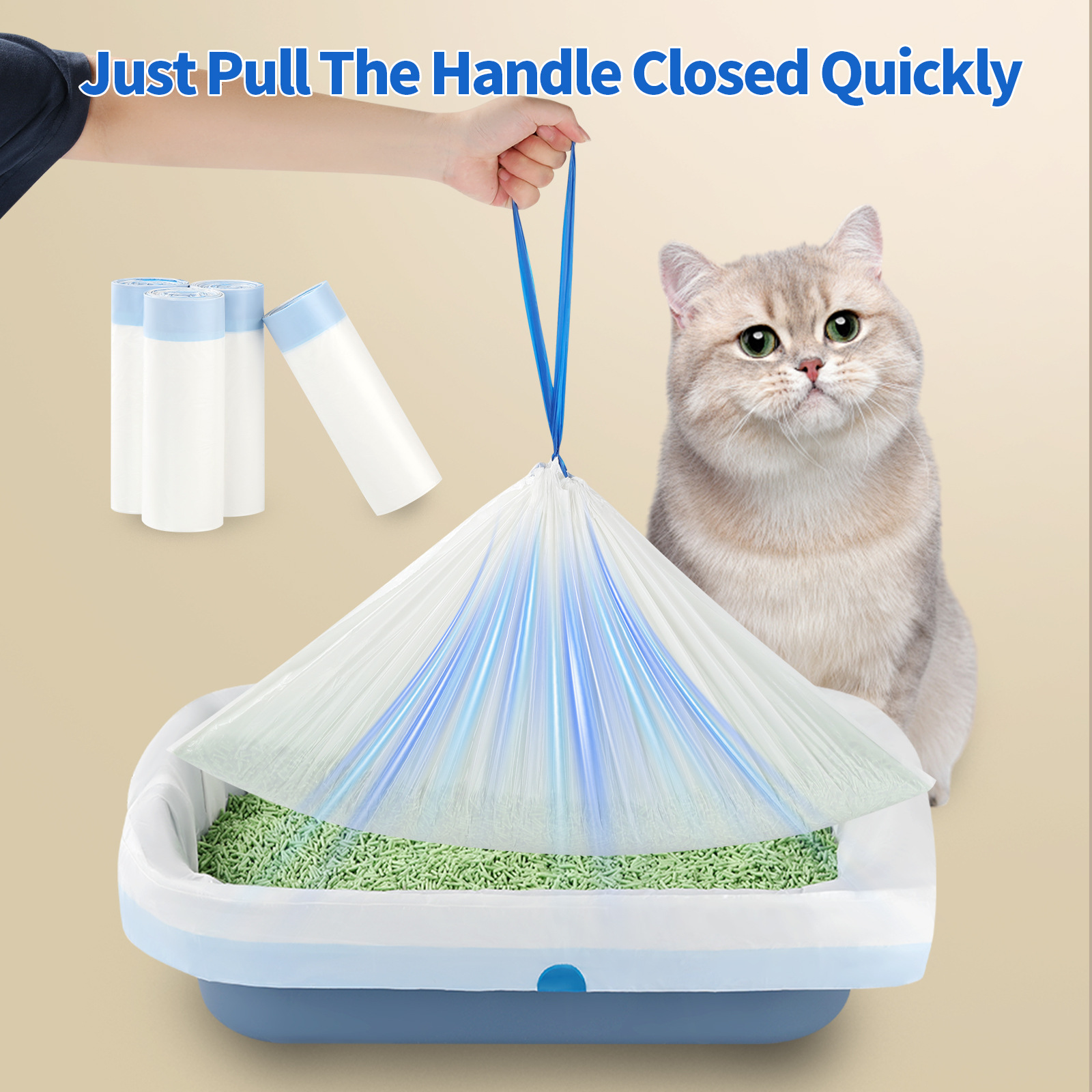 Nueva bolsa de cuerda portátil, bolsa automática de arena para gatos, bolsa de basura para mascotas, bolsa de arena para gatos inteligente, inodoro para gatos