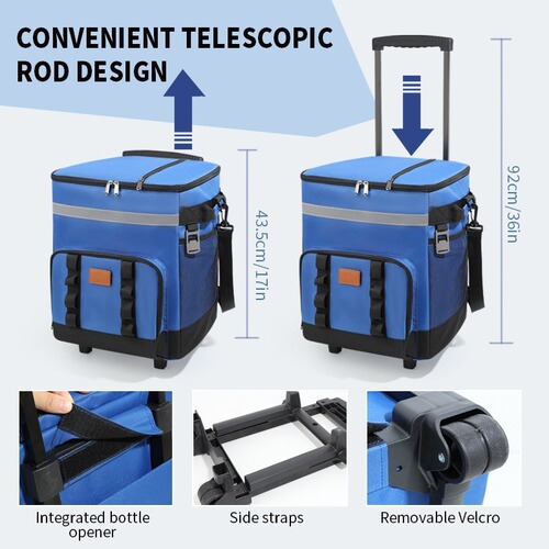 Cross-border travel pull-along ice bag outdoor convenient picnic bag car-mounted cooling box large capacity wheelable insulation bag insulation box