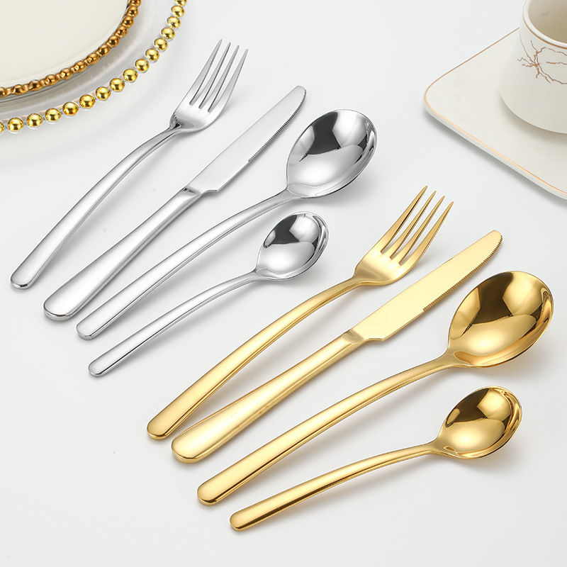 Cross-Border Amazon 304 Stainless Steel Bare Gold-Plated Knife, Fork and Spoon 4-Piece Set of High-End Tableware for Hotel Restaurants and Home Use Cross-Border Amazon 304 Stainless Steel Bare Gold-Plated Knife, Fork and Spoon 4-Piece Set of High-End Tableware for Hotel Restaurants and Home Use