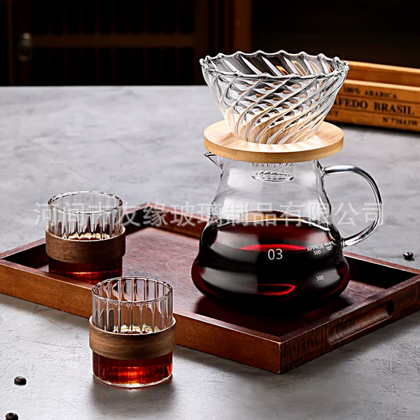 Coffee Sharing Pot, Hand-Brewed Coffee Cloud Pot, Glass Sharing Cup, V60 Fair Cup, Small Hand-Brewed Coffee Pot Set