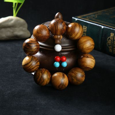 花奇楠手串批发  天然檀木佛珠男士手串 汽车档位珠 木质提珠25mm|ms