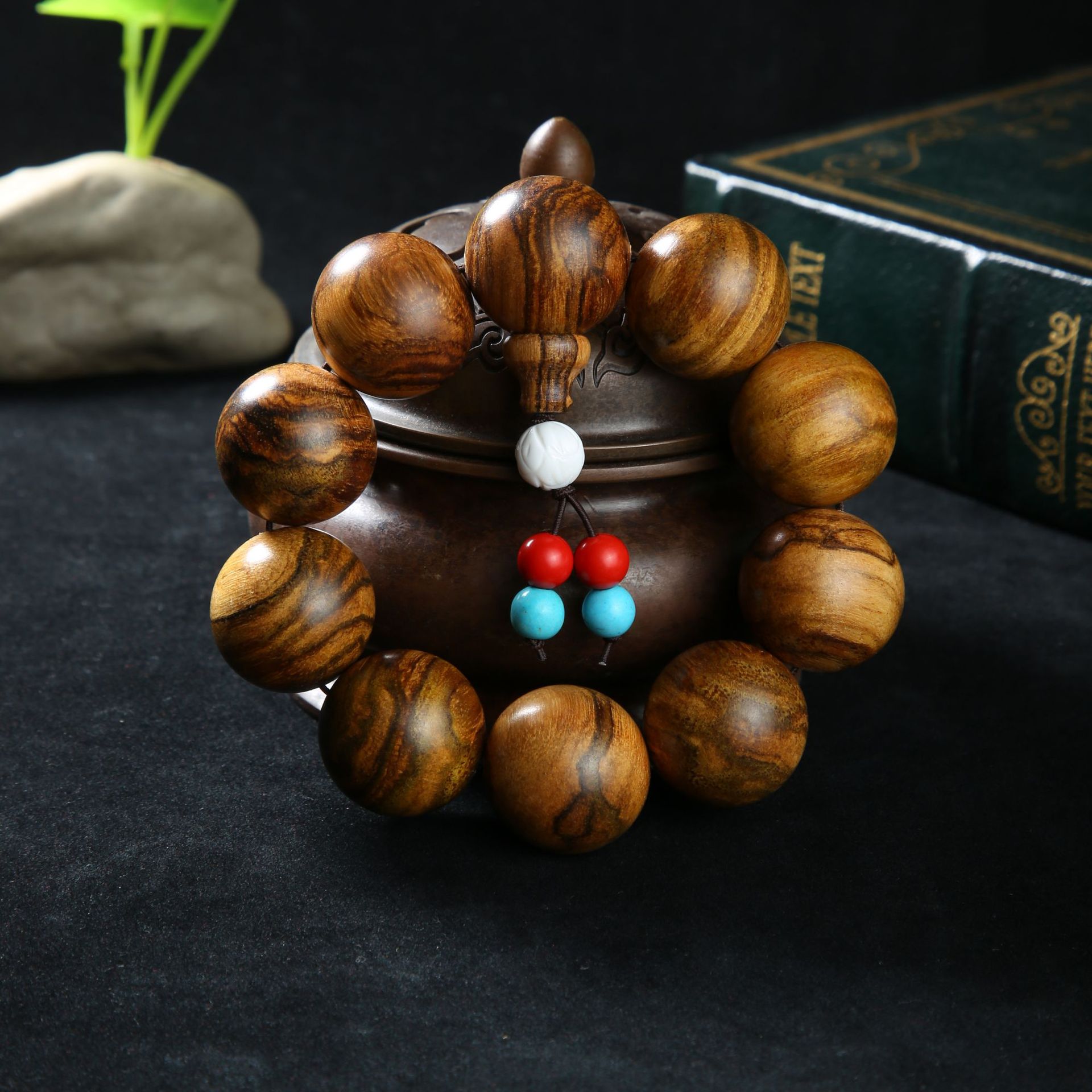 花奇楠手串批发  天然檀木佛珠男士手串 汽车档位珠 木质提珠25mm|ms