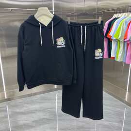 CASA卡萨新款男运动穿绳帽衫春秋印花长袖卫衣连帽上衣男款套装