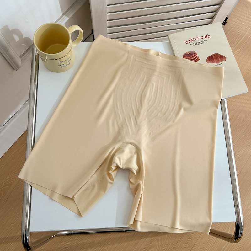Calzoncillos bóxer para mujer de verano, seda de hielo para mujer, cintura alta sin costuras, talla grande, abdomen, pantalones de seguridad de cuatro esquinas dos en uno, delgados
