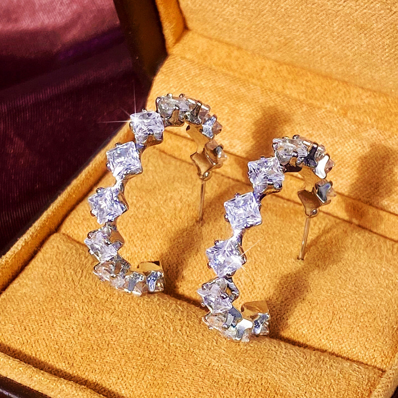 Orecchini a lobo in zircone e cristallo per donna e uomo eleganti_voghion.com