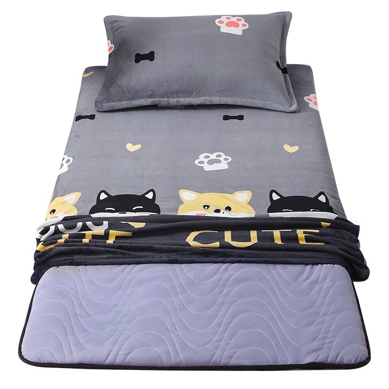 Cubierta de colchón Cubierta de colchón individual de dormitorio de estudiantes Cubierta de edredón pequeño de terciopelo de leche Cubierta de colchón de cama de invierno de terciopelo de coral 0,8x1,9 m