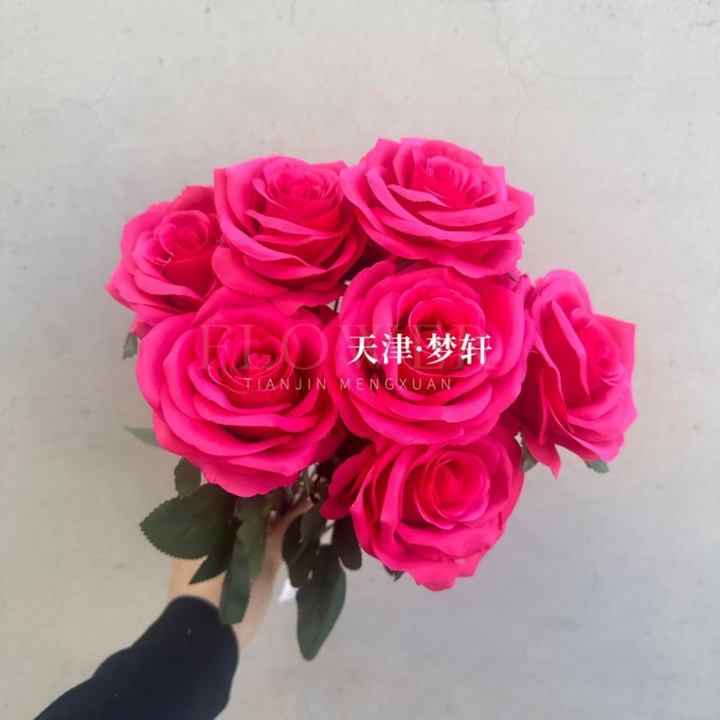 Artificial de 24 colores de la boda carretera flor 10 rosas artificial Flor de seda boda fondo rosa Decoración