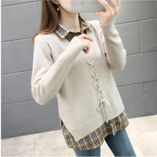 假两件毛衣女秋冬2025年新款洋气时尚设计感衬衫领打底针织衫上衣