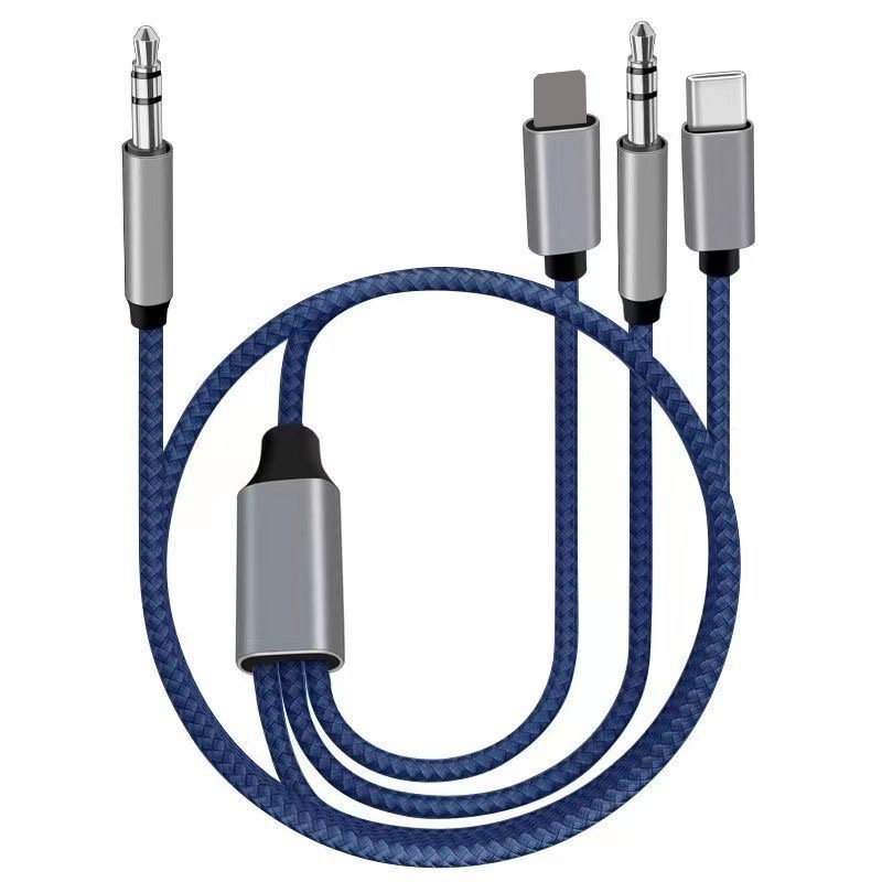Suitable for Apple type-c mobile phone car audio cable 3.5mm male three-in-one AUX multi-function speaker cable Suitable for Apple type-c mobile phone car audio cable 3.5mm male three-in-one AUX multi-function speaker cable