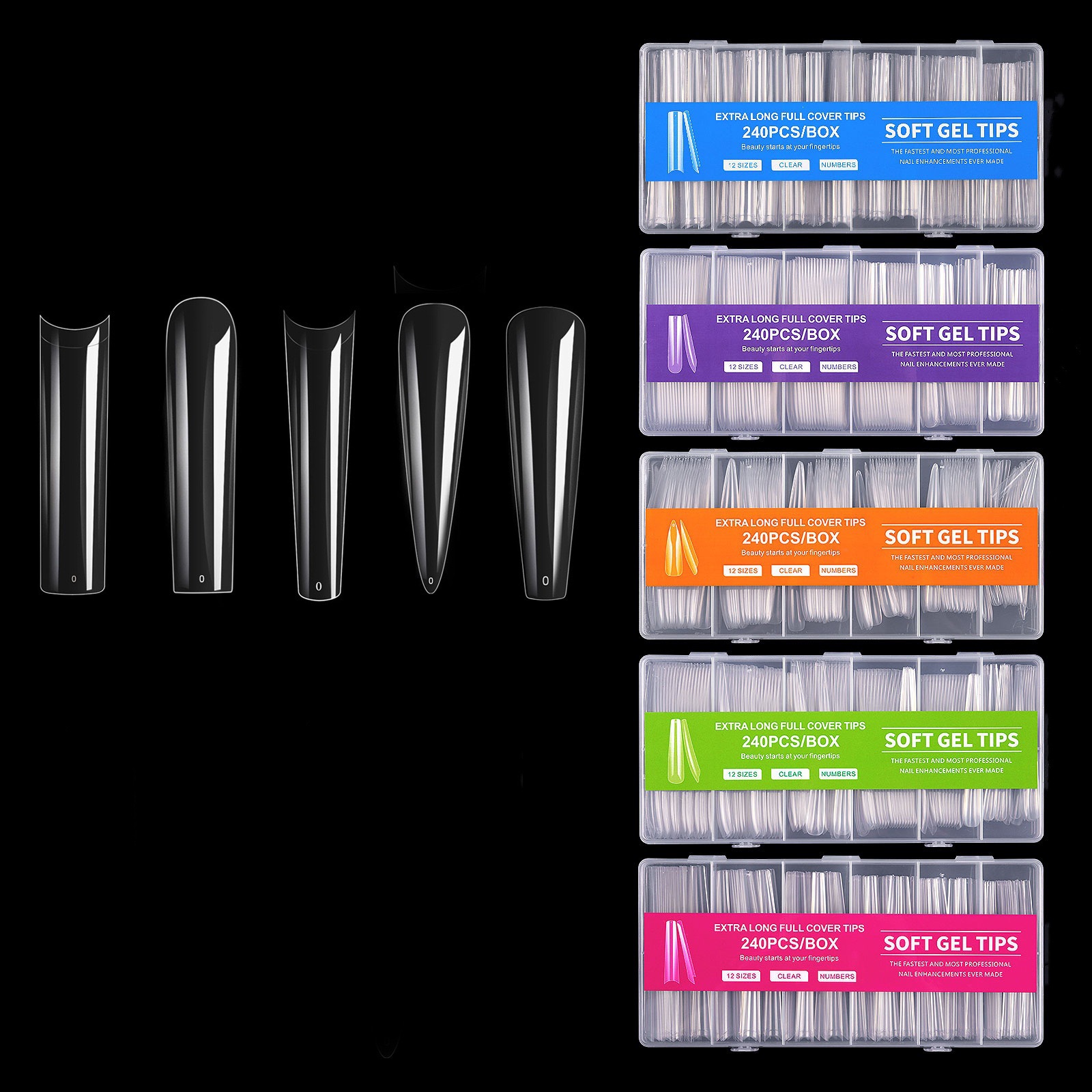 Uña falsa transparente ultra larga unidad de clavo de ballet completa unidad de clavo