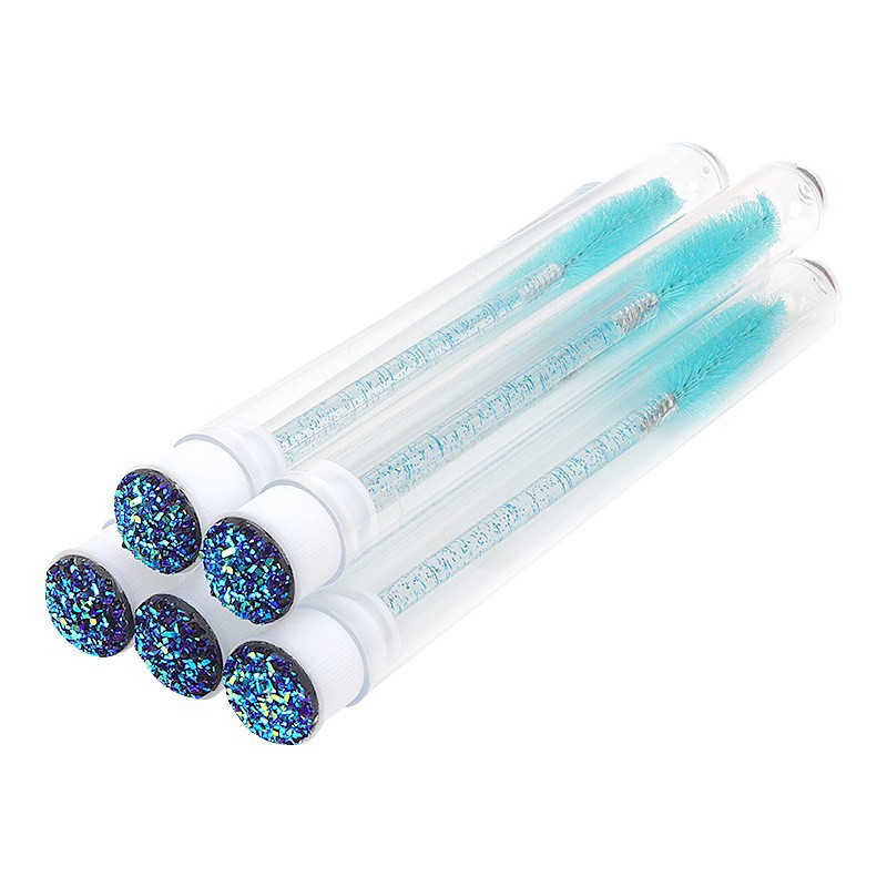 Cepillo para pestañas con tubo perforado, cepillo para pestañas desechable con varilla de cristal, peine para cejas, cepillo para pestañas portátil para maquillaje