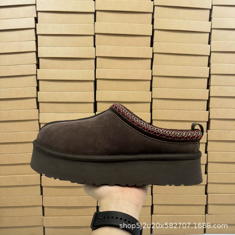 Женские зимние сапоги Henan Sangpo Village, этнический стиль, тапочки на толстой подошве с контрастной расцветкой, из коровьей кожи и шерсти, теплые и износостойкие.