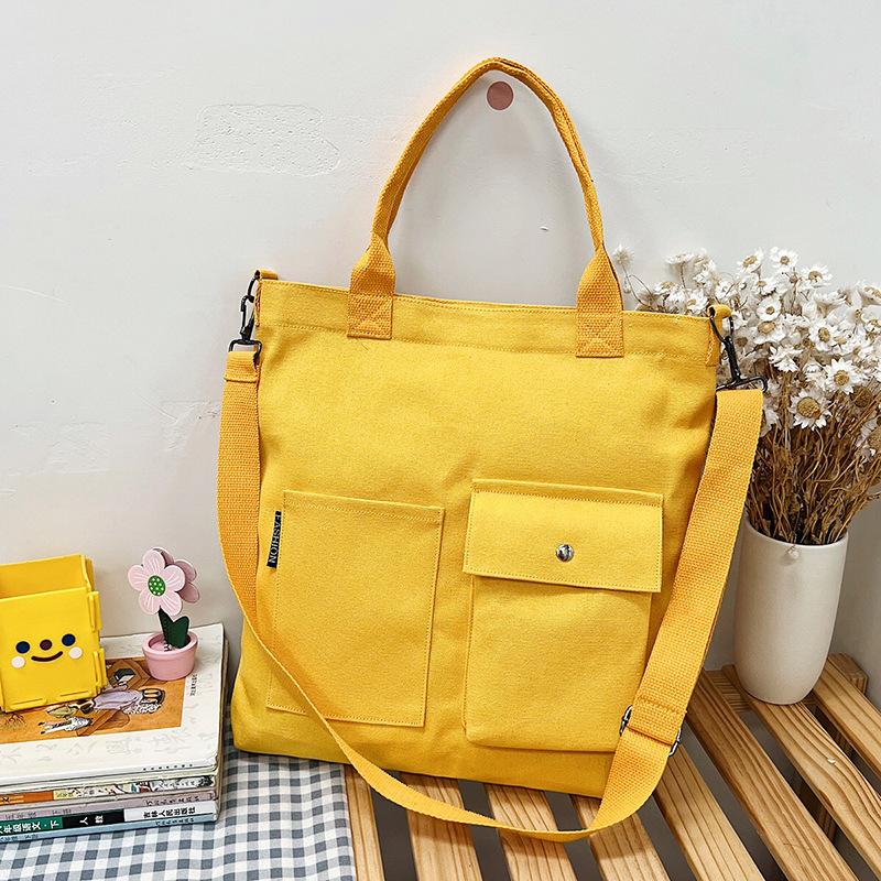 Estilo coreano estudiante bolsa de lona Portátil Bolsa de hombro de gran capacidad correa de hombro de las mujeres bolsa de mensajero desmontable bolsa de compras simple