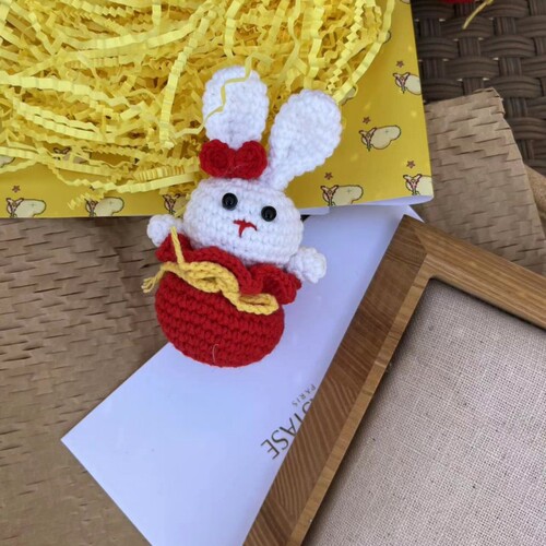  New Crocheted Rabbit Purse Bag Lucky Rabbit Bag Pendant Keychain Car Hanging Cute Cartoon Zodiac Doll
