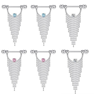 Fashion puncture jewelry new diamond tassel breast ring wholesale Korean hot hot factory spot direct sales