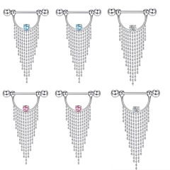 Stylish Piercing Jewelry – New Arrival Diamond-Encrusted Tassel Nipple Rings Wholesale – Hot & Bestselling Korean-Style Designs, Directly from Manufacturer