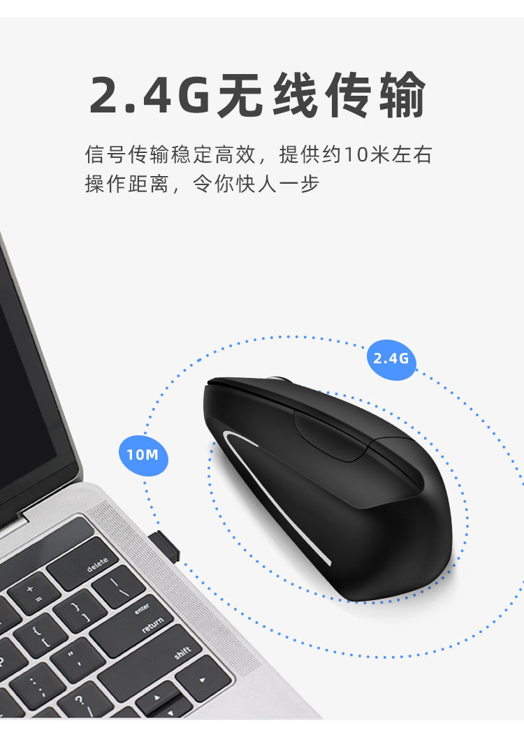 Kablosuz 2.4G dikey beşinci nesil sağ el pil şarjlı kablolu mouse Amazon yaratıcı üretici toptan satış