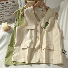 韩版宽松休闲百搭马甲背心女春秋新款刺绣无袖英伦风春夏上衣外套