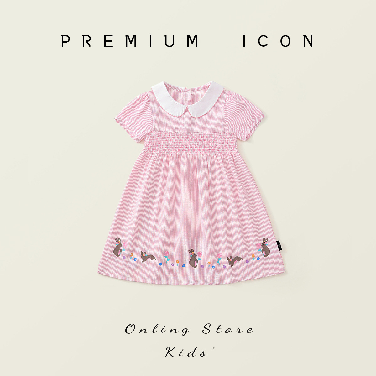 Girls European and American style embroidery dress 2025 summer new children's lapel short sleeve princess skirt cross-border wholesale