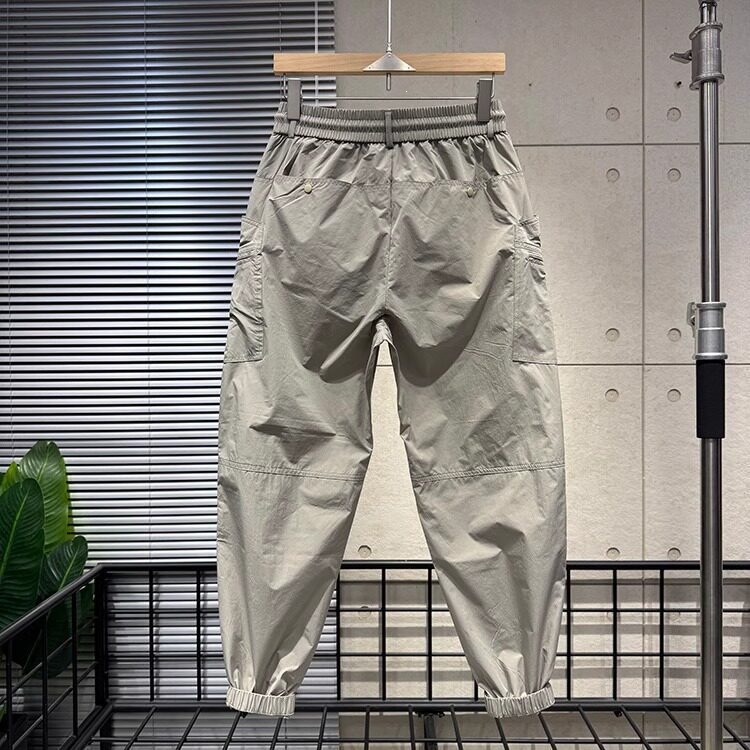 Men's Casual Zippered Multi Pocket Pants Trendy Versatile Drawstring Cuff Style Cool Stylish Quick Drying Cargo Outdoor_viptrois.com