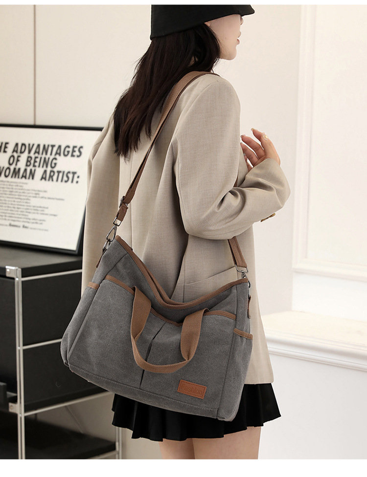Women's Canvas Shoulder Bag Retro Style Large Capacity Office_voghion.com