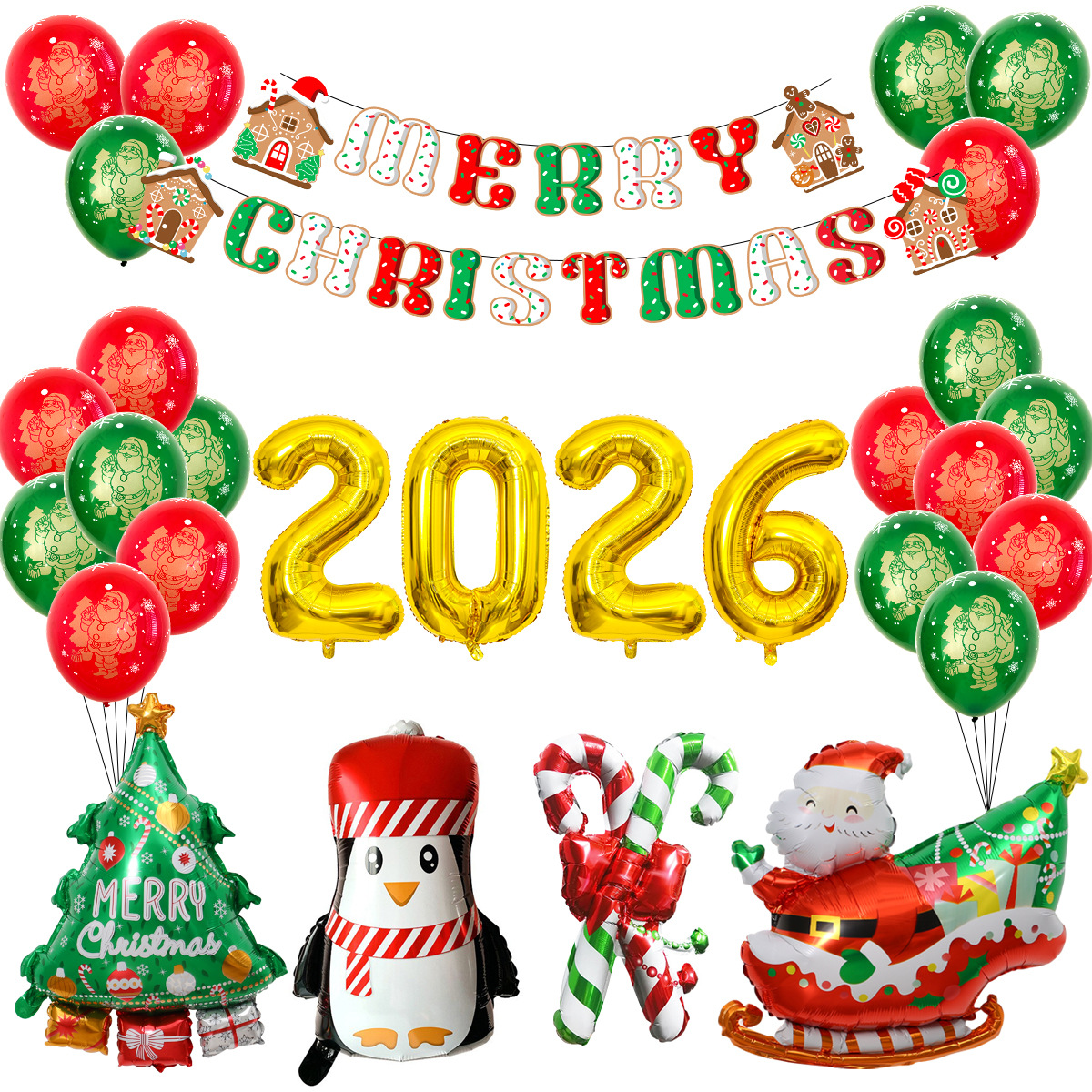 Globo de Navidad globo suministros decoración transfronteriza combinación de película de aluminio digital fiesta de Navidad globo al por mayor