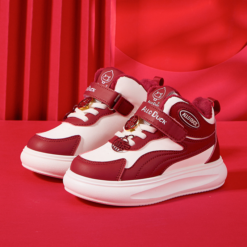 Año Nuevo niños invierno cuero impermeable zapatos deportivos para niños y niñas con terciero calentamiento para niños pequeños y medianos zapatos de corrida