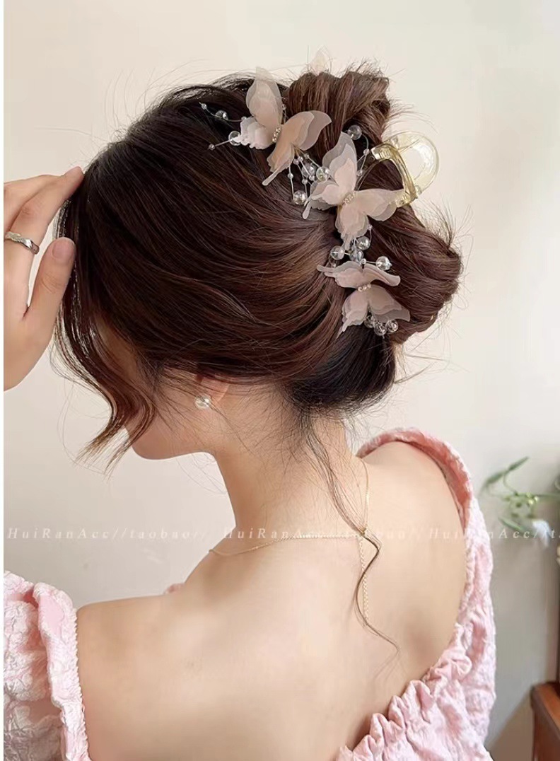 54g Weight Hair Claws Hair Accessories Type 1 Piece Quantity Date, Tea Party Occasion Plastic, Resin, Mixed materials Material Butterfly Pattern All Seasons Season Women's Gender Lady, Sweet Style Lady Sweet Women's Butterfly Plastic Resin Mixed Materials Hair Claws 4