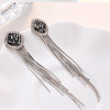 Long silver needle with tassels, universal earrings, silver 925 sample, internet celebrity