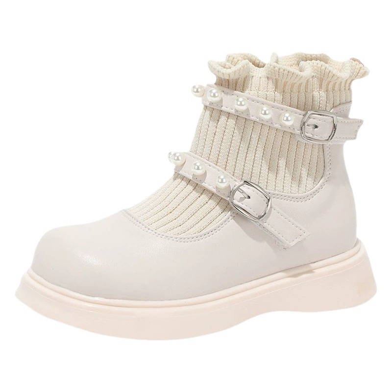 Детские ботинки Martin Короткие сапоги для девочек 2023 Осенне-зимние новые сапоги Короткие детские носки-бочки Сапоги Одиночные сапоги Две хлопчатобумажные туфли на флисовой подкладке