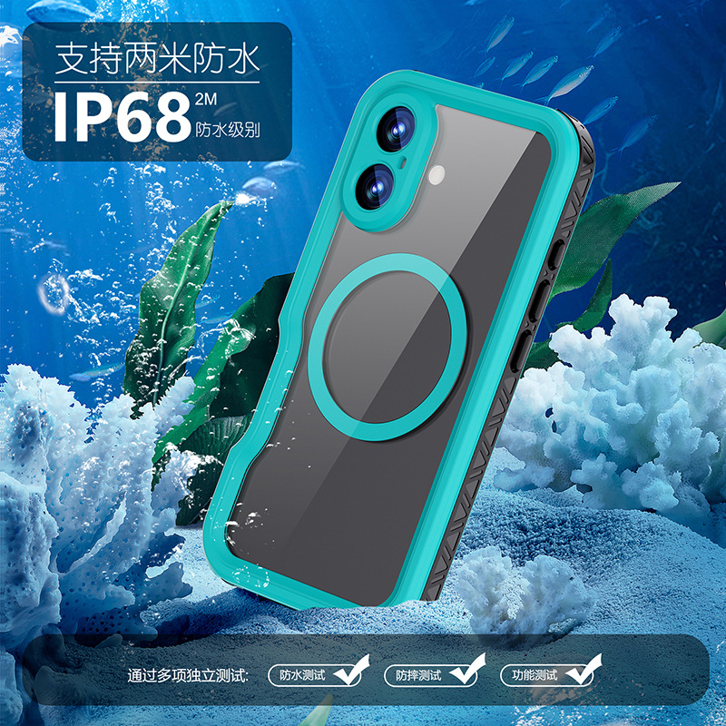 Waterproof Phone Case for Diving Outdoor Apple iPhone16 Swimming Takeaway IPHONE16 Drop-resistant Protective Case