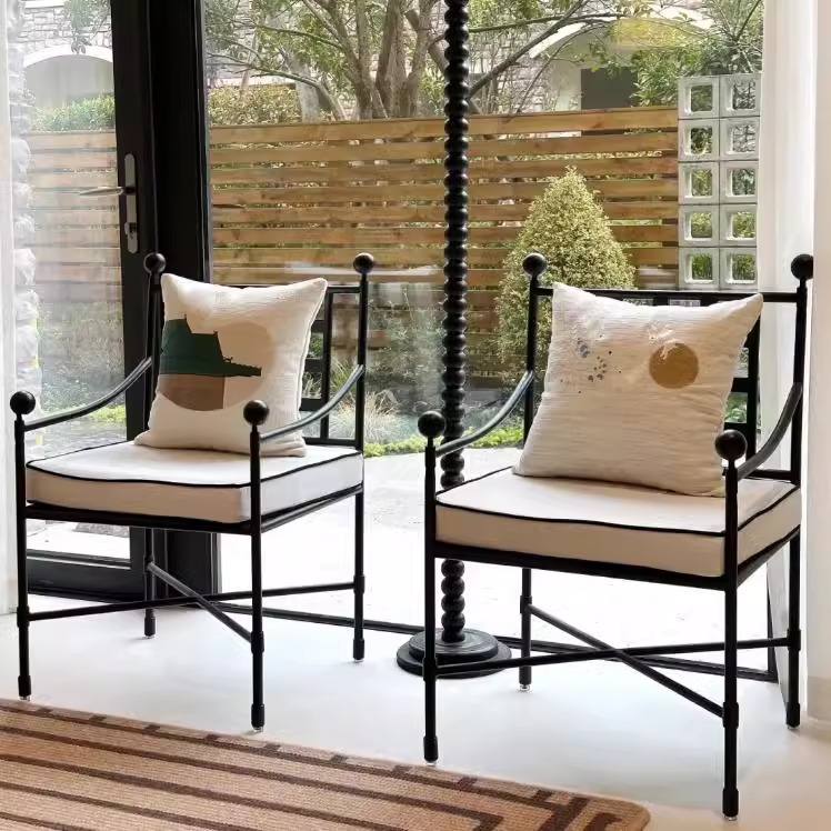 Medieval Wrought Iron Outdoor Chair French Dining Chair Living Room Single Chair Courtyard Open-Air Leisure Chair Designer Back Chair R*