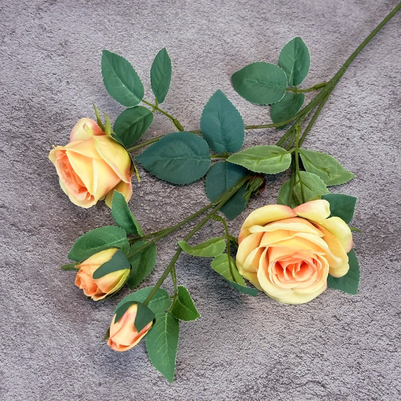 Arreglo Floral Artificial de Rosas de 4 Cabezas para Decoración de Bodas, Hoteles y Hogares, Decoración de Habitaciones de Boda, Flores de Seda, Flores Artificiales al por Mayor