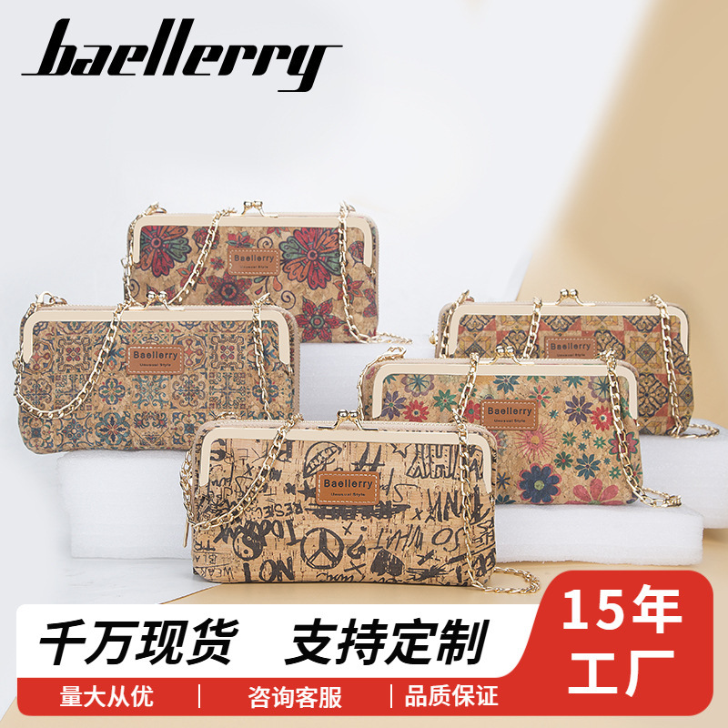 Baellerry Madera Suave nueva mujer multifuncional largo teléfono móvil bolsa de moda bolsa de mensajero impreso billetera