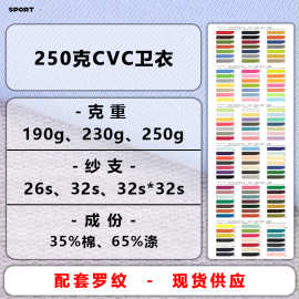 250克TC卫衣布26支涤棉混纺小毛圈TC鱼鳞CVC卫衣现货针织休闲面料