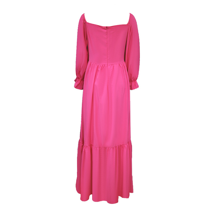 Women's Irregular Skirt Simple Style U Neck Long Sleeve Solid Color Maxi Long Dress display picture 3