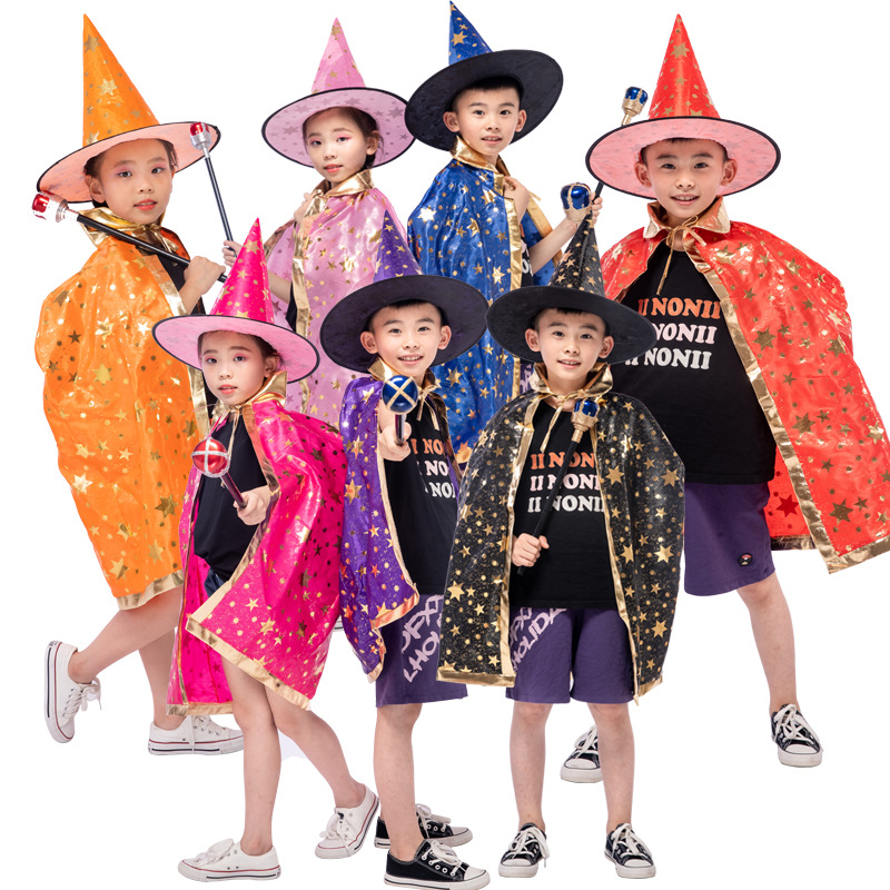 Halloween costumes Children's Day performance costumes wizard cloak witch five-star Halloween cloak cloak