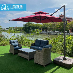 Outdoor Sofa Villa Courtyard Combination Waterproof Sun Protection Leisure Rattan Art Rattan Balcony Terrace Furniture Table and Chair Combination