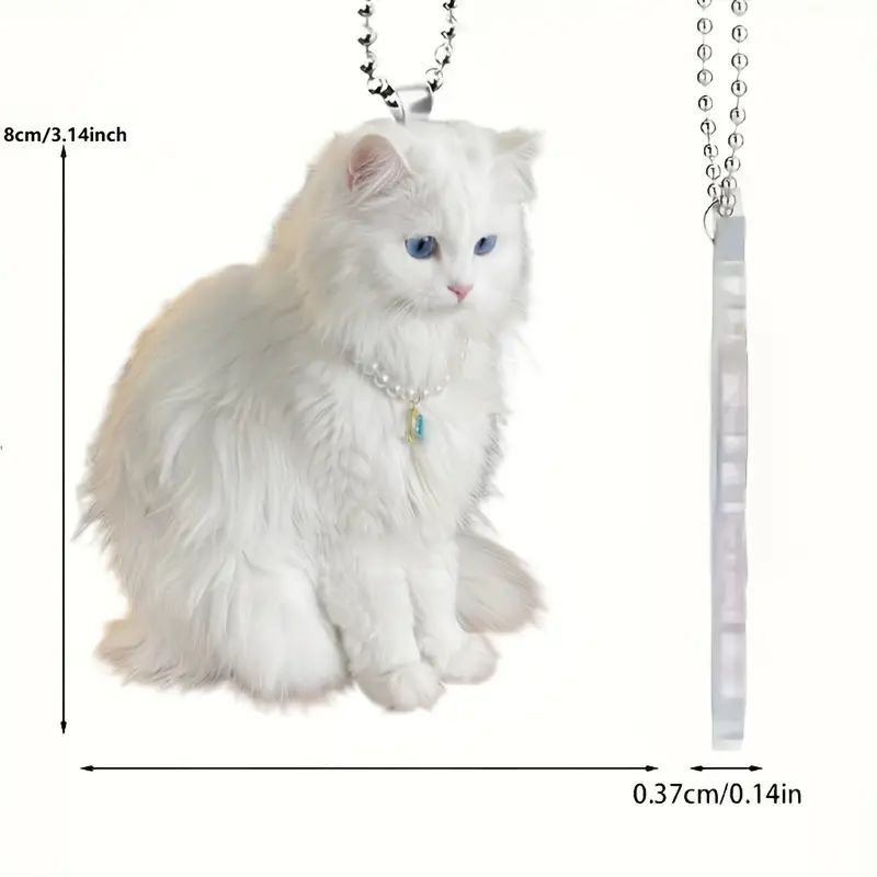 Creativo nuevo exquisito colgante de gato blanco acrílico plano transfronterizo automóvil espejo retrovisor interior decoración colgante para el hogar