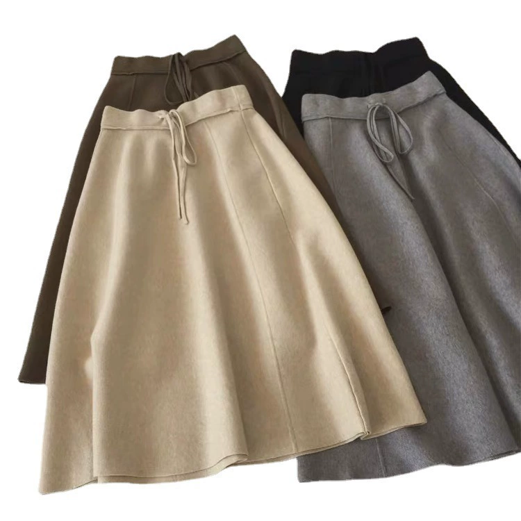 Осень/Зима 2022 Новая Корейская свободная вязаная юбка, женская тонкая большая юбка-качели средней длины с покрытием бедра, юбка-фея