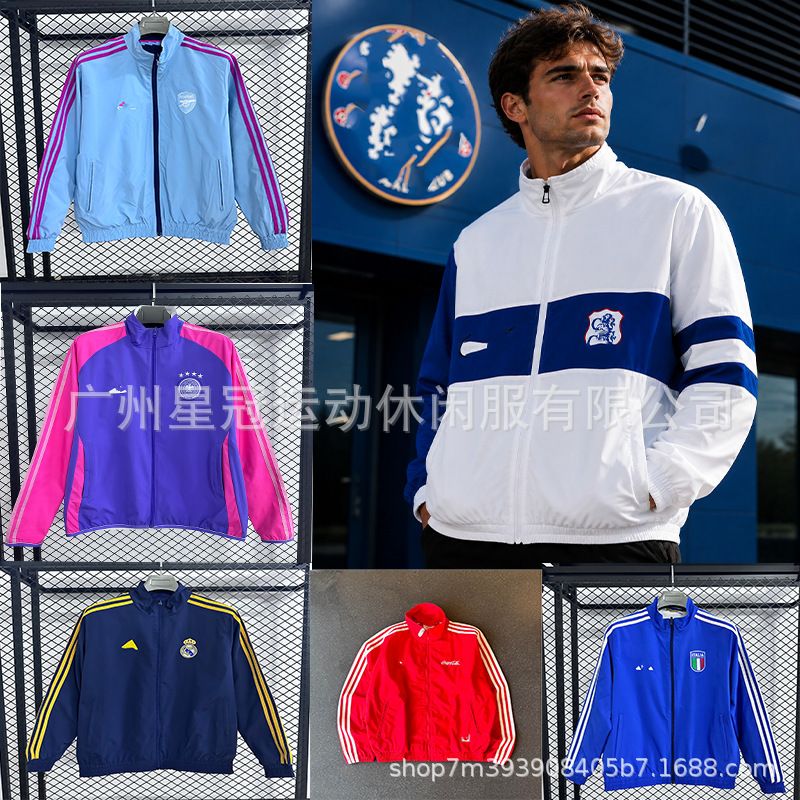 Football Windbreaker Jacket Spain Brazil Juventus Bayern Spain Manchester United Portugal Barcelona Football Windbreaker Jacket Spain Brazil Juventus Bayern Spain Manchester United Portugal Barcelona