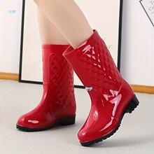 Women's Mid Calf Rain Boots Stylish pvc Rain Shoes with跨境