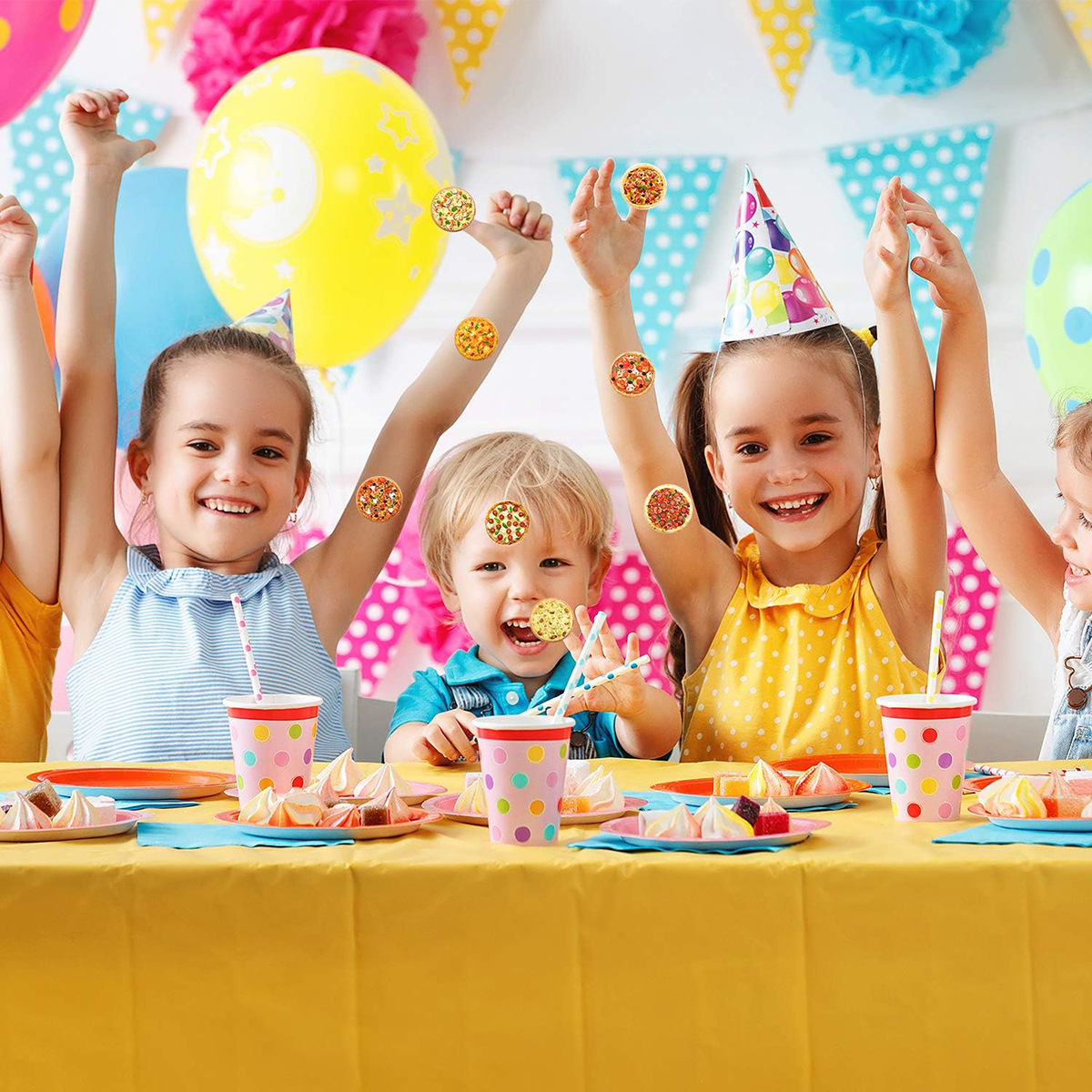 500 pegatinas/rollos de pizza rollos rollos de comida postres decoración de horneado pegatinas de sellado pegatinas autoadhesivas